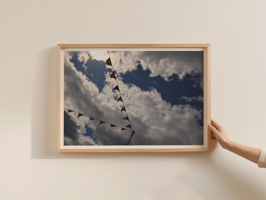 Budleigh Salterton Bunting Sky Poster, Coastal Devon Framed-Print, Dramatic Cloud Photography, Seaside Wall Art