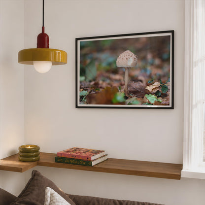 Fungi Woodland Poster mockup - Corner Bedroom Mockup - Landscape
