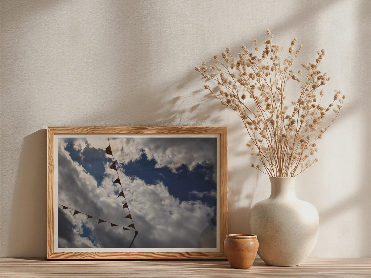 Budleigh Salterton Bunting Sky Poster, Coastal Devon Framed-Print, Dramatic Cloud Photography, Seaside Wall Art