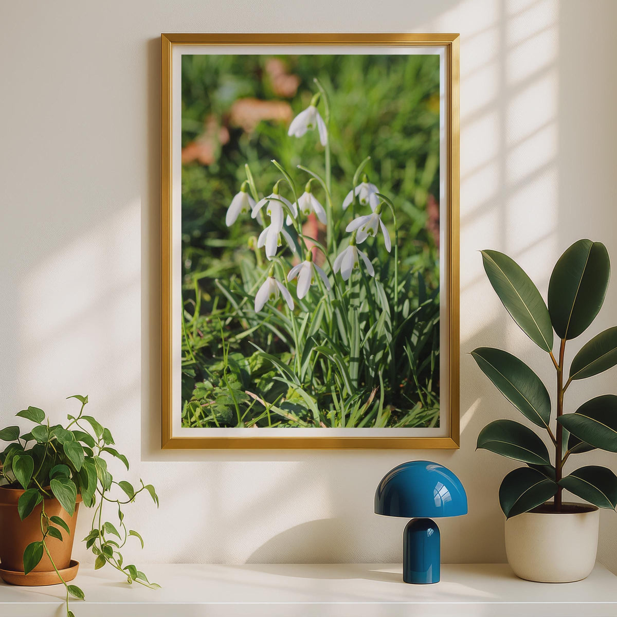Snowdrop Flower Photography Print, White Spring Flowers Poster, Botanical Wall Art, Nature Photo Print, Garden Floral Decor, Green and White