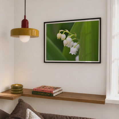 Lily of the Valley Poster, White Bell Flower Framed-Print, Botanical Wall Art, Spring Floral Photography, Green Nature Print for Home