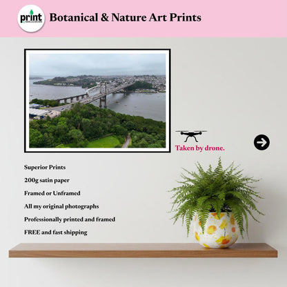 Royal Albert Bridge & Tamar Bridge Drone Print | Plymouth Devon Wall Art | Historic River Tamar Photography | Cornwall Landscape Gift