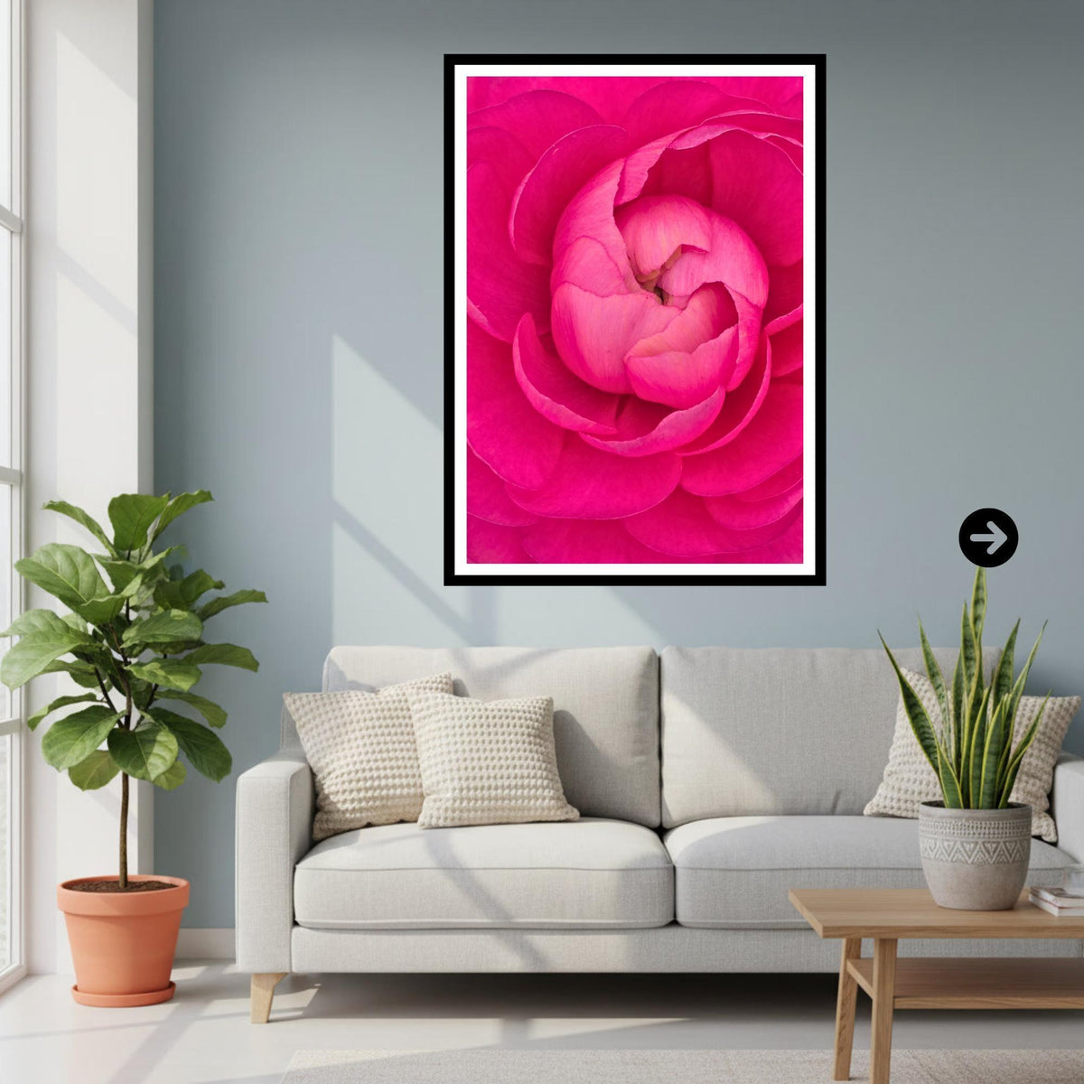 Vibrant Pink Peony Macro Photograph – Botanical Wall Art Print, Floral Decor