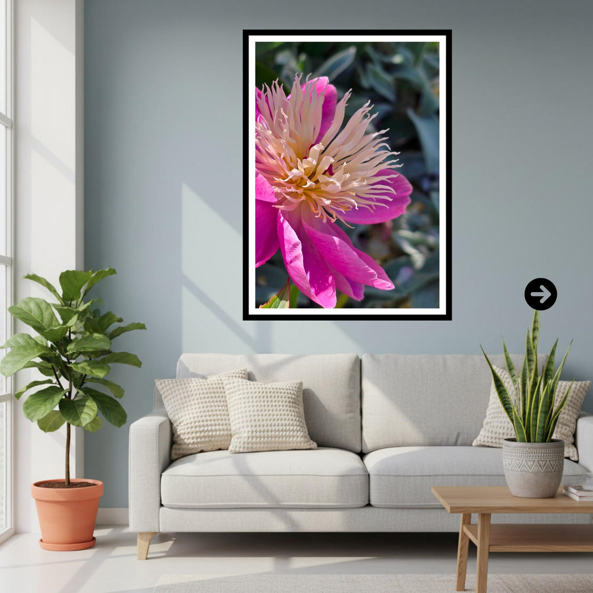 Pink Peony Macro Print: Botanical Wall Art, Floral Nature Photography (Poster/Framed)