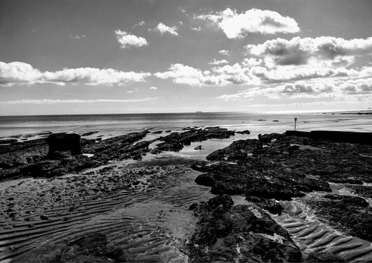 Exmouth Beach Coastal Print, Black and White (Framed or Unframed)