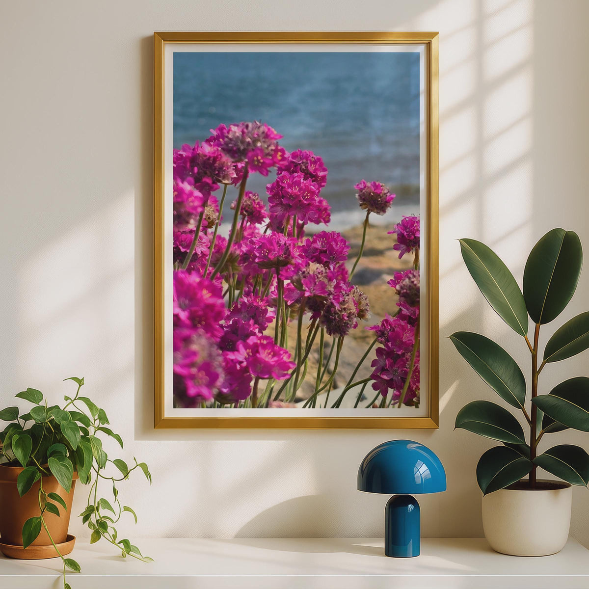 Sea Thrift Coastal Flower Poster, Pink Armeria Maritime Wall Art, Seaside Wildflower Print, Ocean Cliff Floral Photography Decor