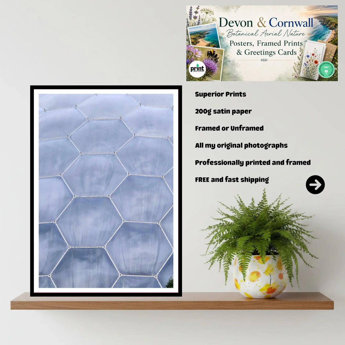 Eden Project Hexagon Biome — Cornwall Wall Art Photography Print