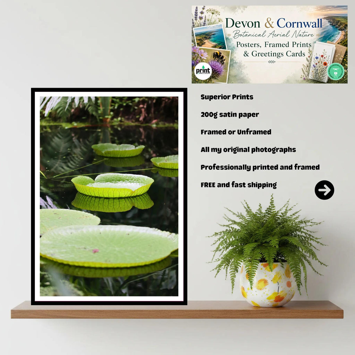 Victoria Water Lily, Eden Project Cornwall — Botanical Wall Art Photography Print