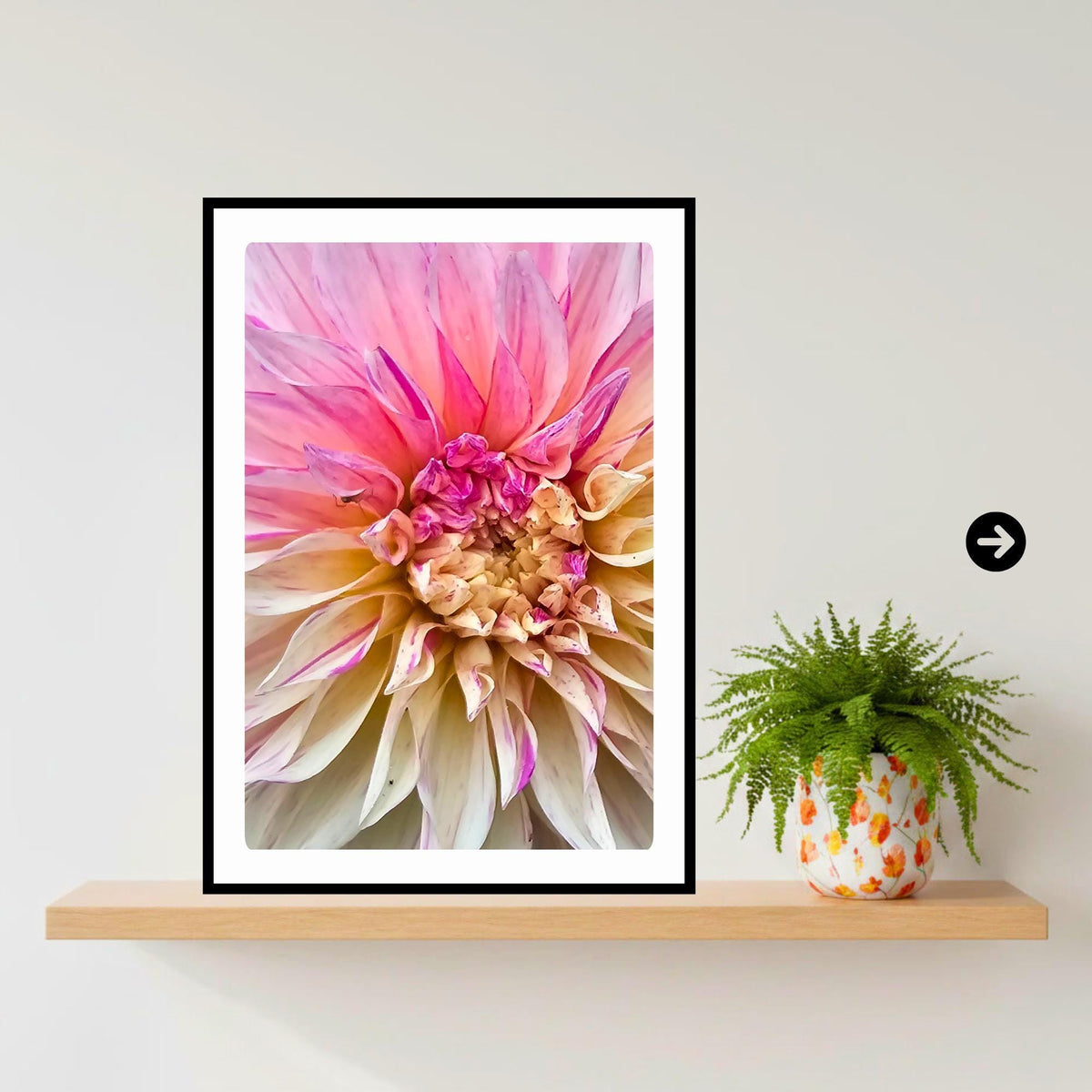 Soft Pink Dahlia Botanical Print | Pastel Floral Wall Art, Cottagecore Decor