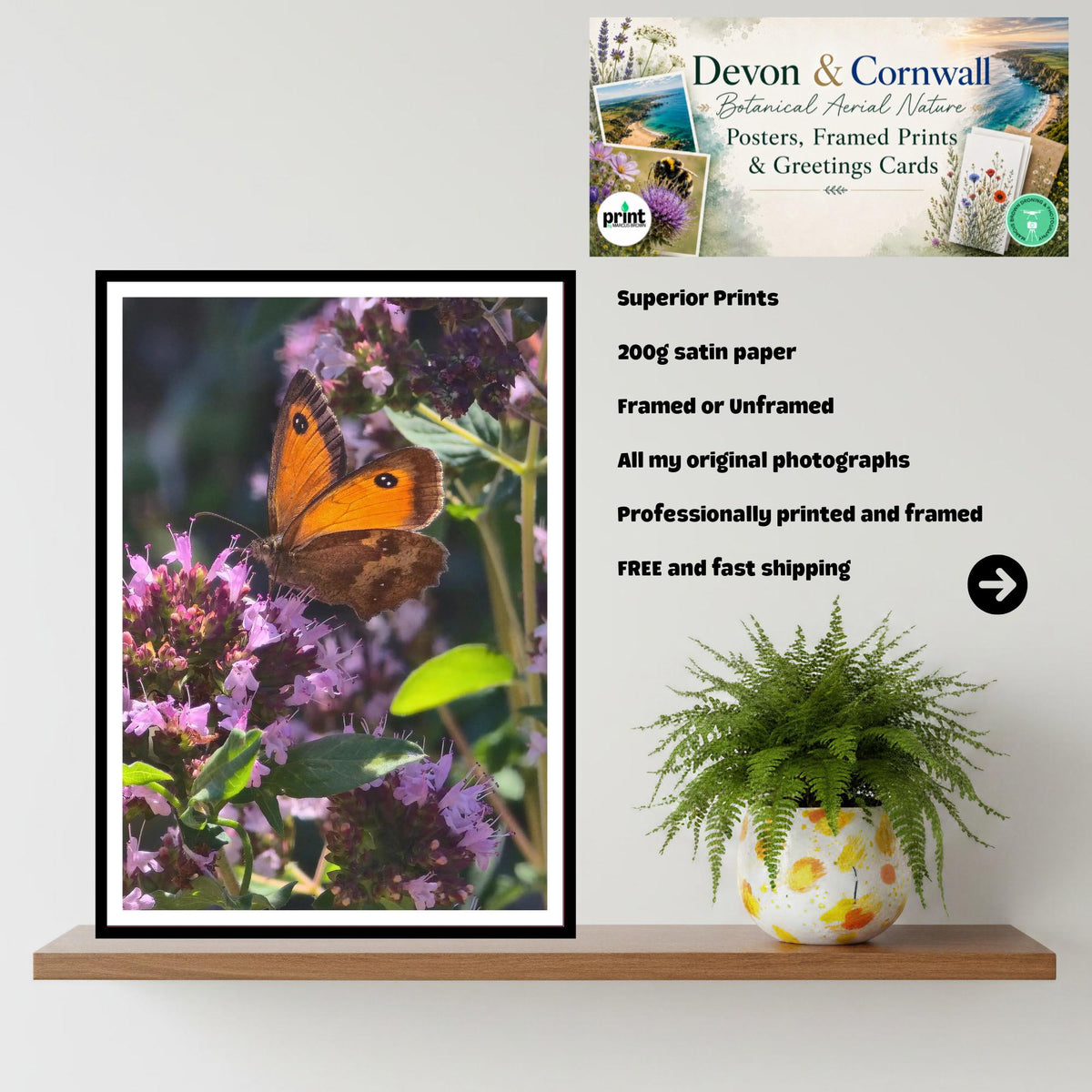 Majestic Monarch Butterfly Print, Nature Photography Wall Art, Wildlife Insect Illustration, Serene Garden Decor, Archival Paper, Hope