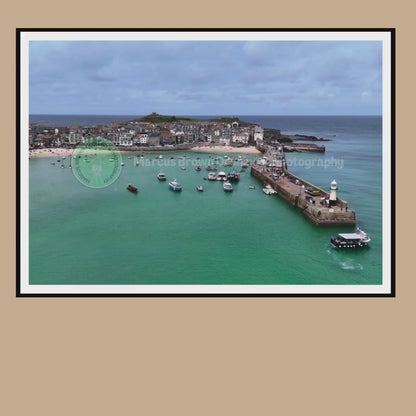 St Ives Harbour Drone Print, Cornwall Coastal Wall Art, Seaside Photography