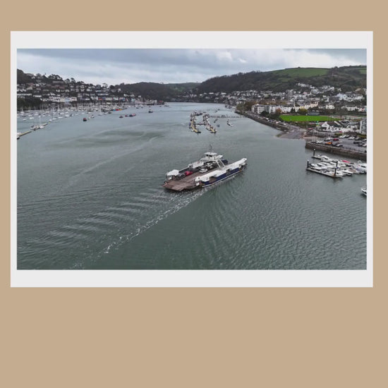 Dartmouth Higher Ferry Drone Photograph, River Dart Wall Art Print