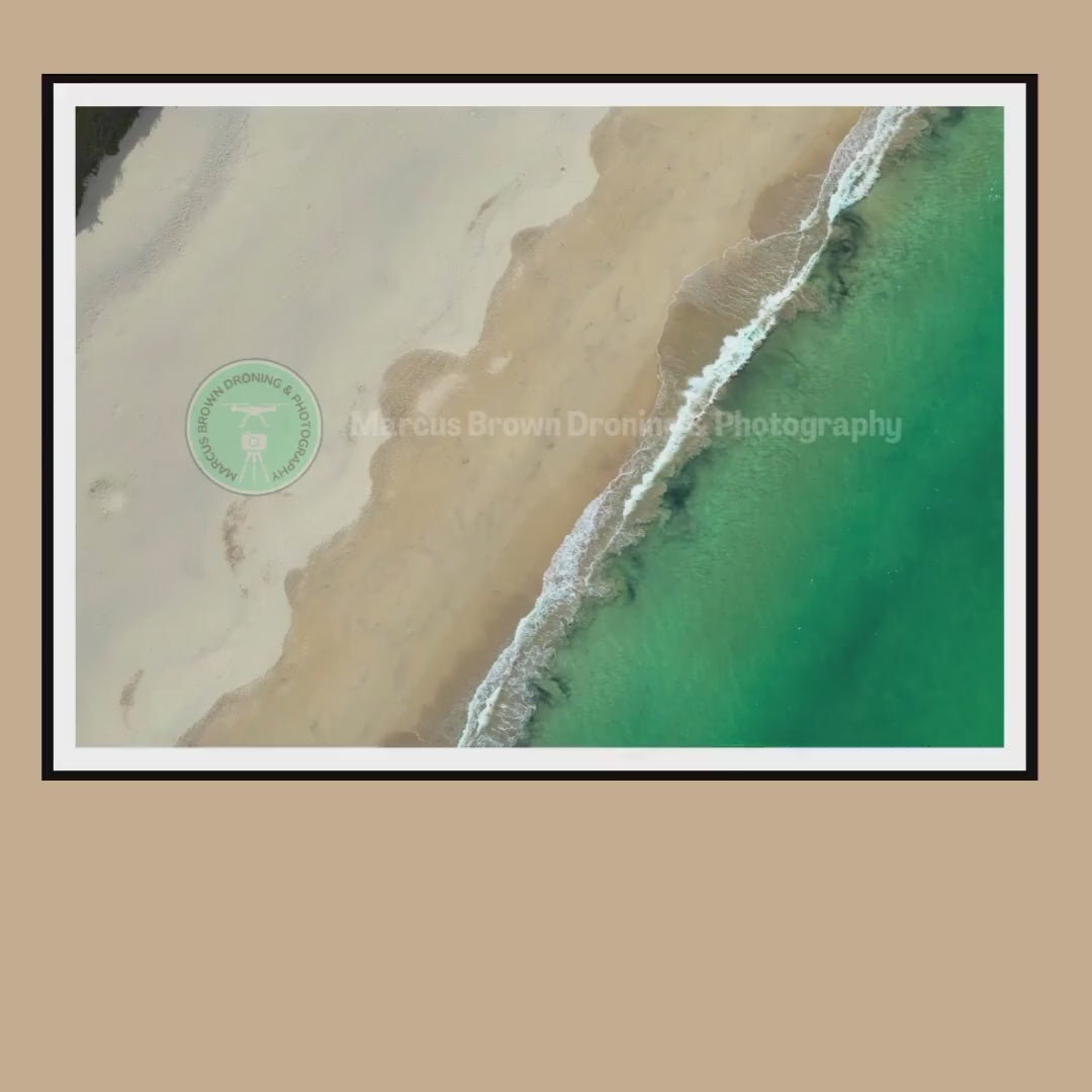 Abstract Beach Print, Turquoise Ocean Wall Art, Aerial Coastal Photography