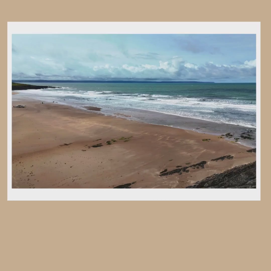 Croyde Beach Drone Photograph, North Devon Coastal Wall Art Print