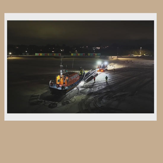 Exmouth RNLI Lifeboat Night Recovery Print | Devon Coastal Wall Art, Maritime Photography