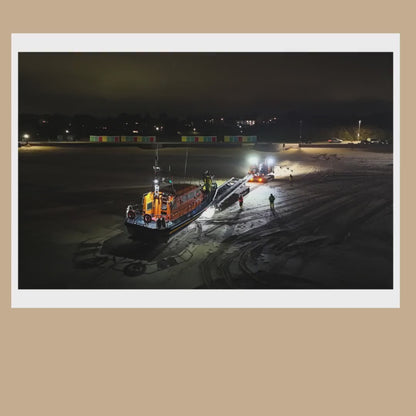 Exmouth RNLI Lifeboat Night Recovery Print | Devon Coastal Wall Art, Maritime Photography