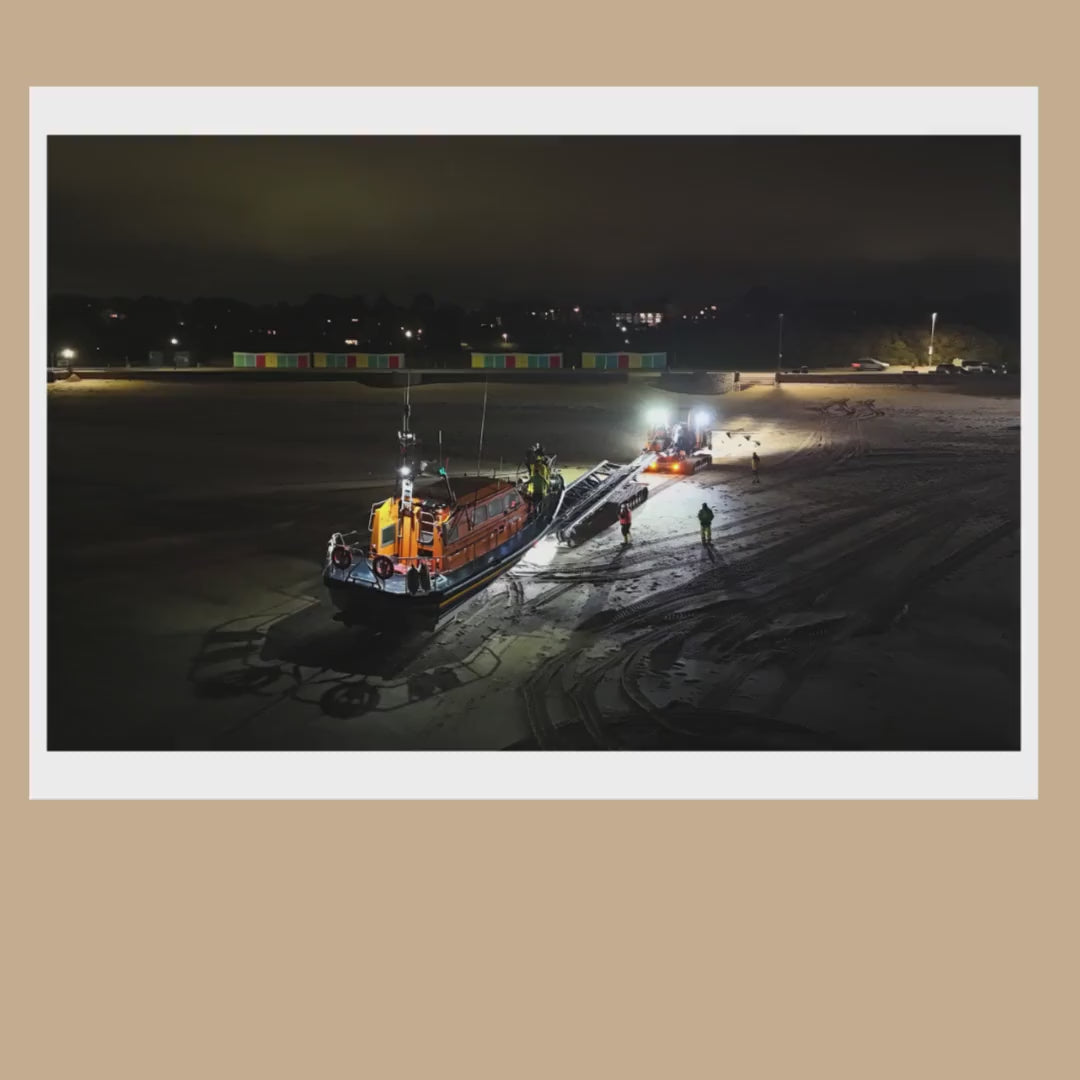 Exmouth RNLI Lifeboat Night Recovery Print | Devon Coastal Wall Art, Maritime Photography
