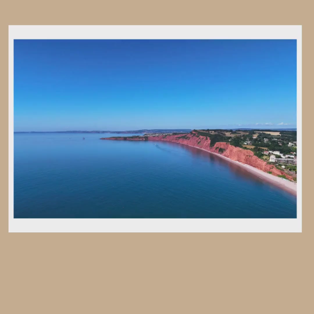 Jurassic Coast Drone Photograph, Budleigh Salterton Cliffs, Devon Coastal Wall Art