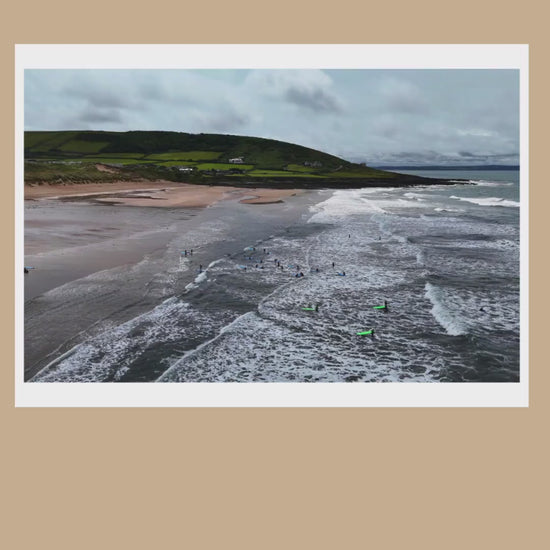Croyde Bay Drone Photograph, North Devon Surfing Beach Wall Art
