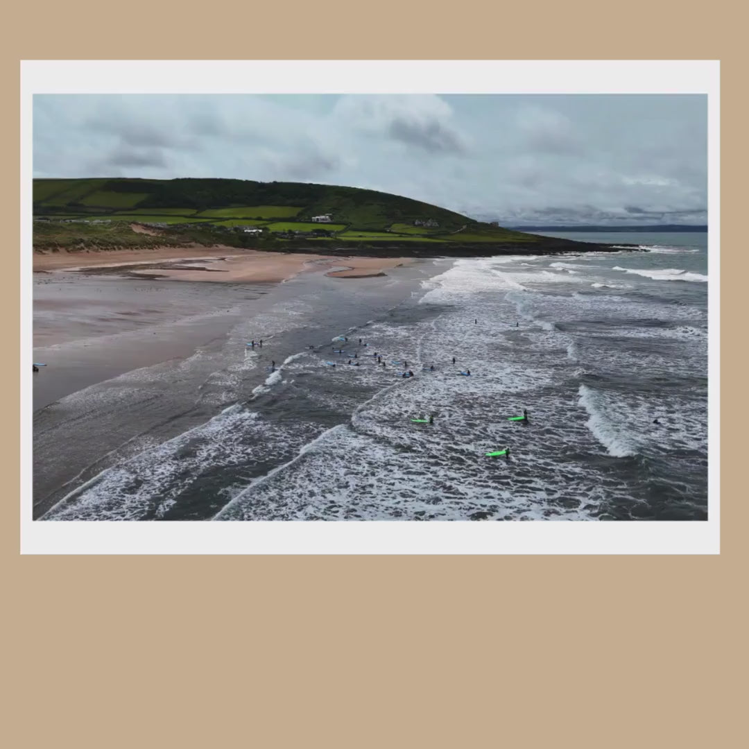 Croyde Bay Drone Photograph, North Devon Surfing Beach Wall Art