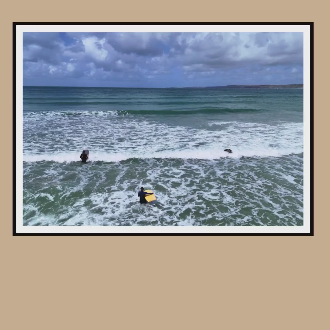 Cornwall Surf Print, Coastal Beach Photography, Ocean Wall Art, Wave Scene