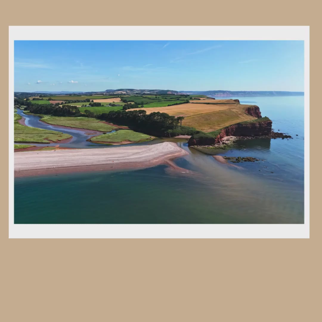 Aerial River Otter Estuary Print, Budleigh Salterton Coastal Landscape Photography