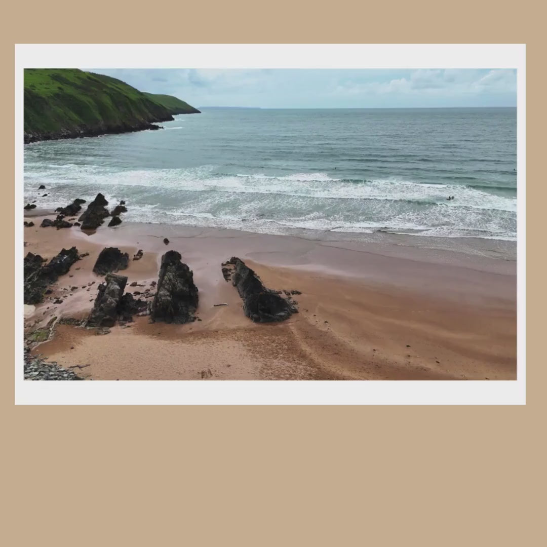 Putsborough Beach Drone Photograph, North Devon Coastal Wall Art Print