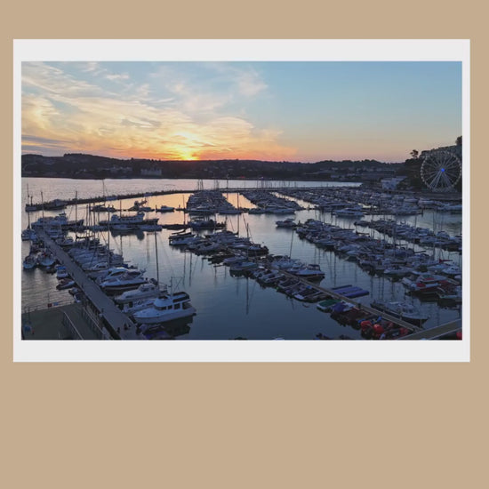 Torquay Marina in Devon at Sunset | Coastal Wall Art, Seaside Print, Beach House Decor, Estuary, River Exe, Drone Photography