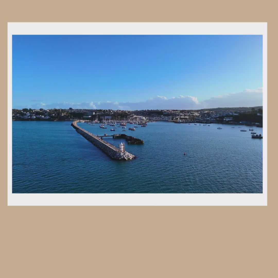 Brixham Breakwater Print, Devon Drone Photography, Coastal Wall Art