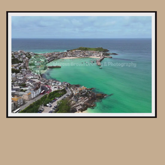 St Ives Bay Print, Cornwall Coastal Wall Art, Aerial Harbour Photography