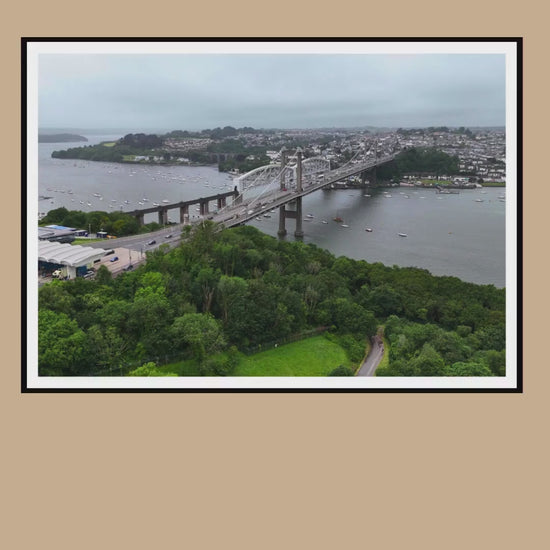 Royal Albert Bridge & Tamar Bridge Drone Print | Plymouth Devon Wall Art | Historic River Tamar Photography | Cornwall Landscape Gift