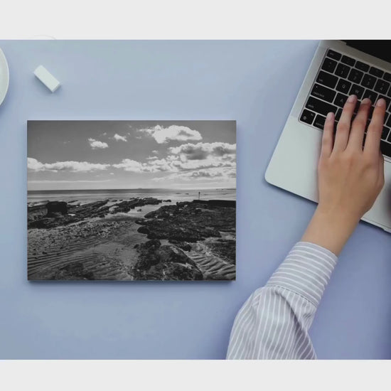 Exmouth Beach Coastal Print, Black and White (Framed or Unframed)